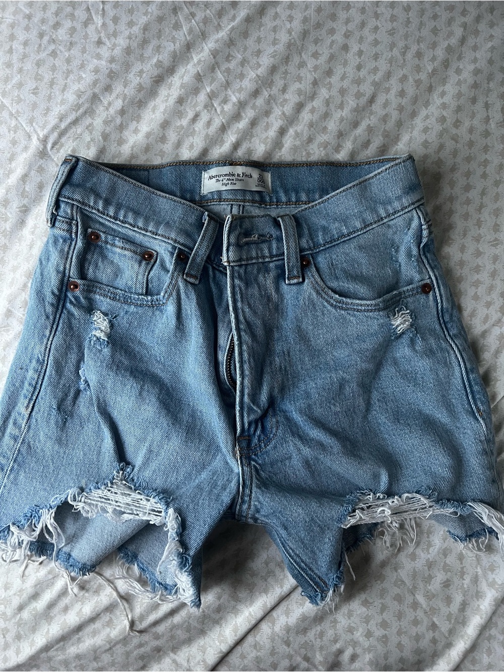 Abercrombie & Fitch Light Wash Distressed Denim Cutoff Shorts